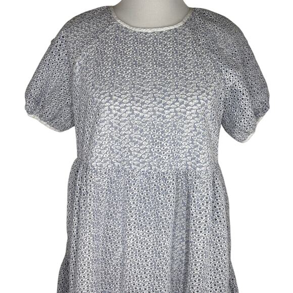 Everlane Tiered Eyelet Dress, Blue, White, Size Small - Picture 3 of 10